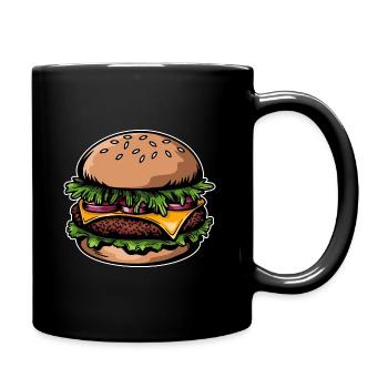 Burger - Fast Food - lecker - Tasse einfarbig - Schwarz - Rechts