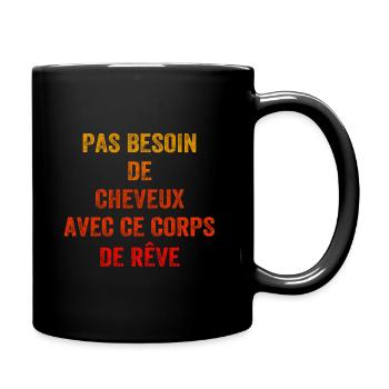 Glatzköpfiges Humor Haar - Tasse einfarbig - Schwarz - Rechts