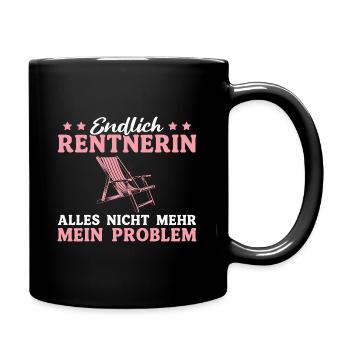 Endlich Rentnerin Liegestuhl Kollegin - Rente - Tasse einfarbig - Schwarz - Rechts