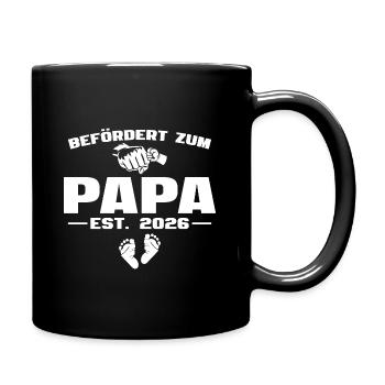 Befördert zum Papa 2026 - Babyparty - Tasse einfarbig - Schwarz - Rechts