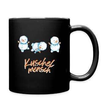 Kuschelmensch Schneemänner Trio - Tasse einfarbig - Schwarz - Rechts