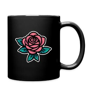 Art de contour de tatouage rose rose - Mug uni - noir - Droite