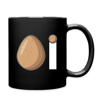 Ei Hühnerei Comic - Tasse einfarbig - Schwarz - Rechts