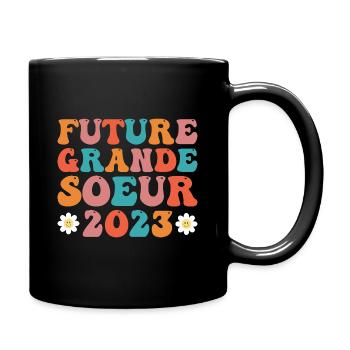 Future Big Sister 2023 Funny Birth Baby - Ensfarvet krus - sort - Højre