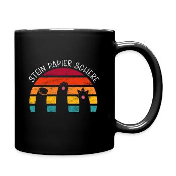 Katzenliebhaber Humor Lustig Stein Papier Schere - Tasse einfarbig - Schwarz - Rechts