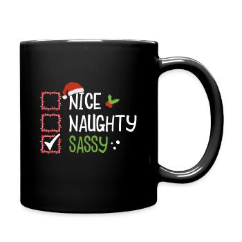 Christmas Funny Witty Humor Nice Naughty Sassy - Full Colour Mug - black - Right