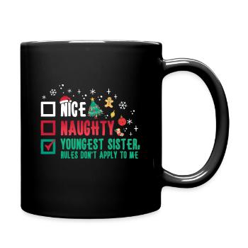 Christmas Sister Nice Naughty Youngest Sister - Full Colour Mug - black - Right