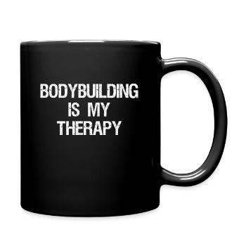 Bodybuilding Is My Therapy – Gym Spruch Shirt - Tasse einfarbig - Schwarz - Rechts