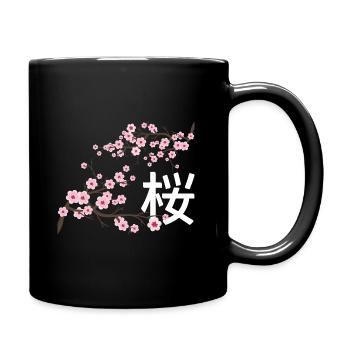 Sakura Japanese Cherry Blossoms - Full Colour Mug - black - Right