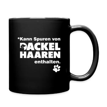 Kann Spuren von Dackelhaaren enthalten - Tasse einfarbig - Schwarz - Rechts