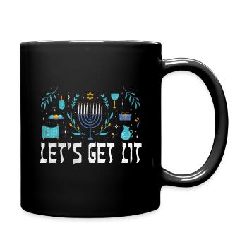Get Light Jewish Christmas Jew Hanukkah Pattern - Full Colour Mug - black - Right