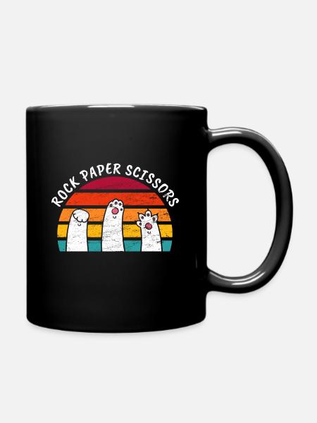 Katzen Spruch Lustig Katze Rock Paper Scissors - Tasse einfarbig - Schwarz