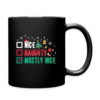 Noël Humour Drôle Gentil Coquin Surtout gentil - Mug uni - noir - Droite