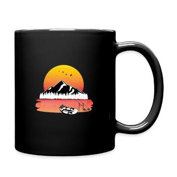 Angeln Sonnenuntergang Rod Pod - Tasse einfarbig - Schwarz - Rechts