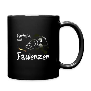 Zander Angeln - Tasse einfarbig - Schwarz - Rechts