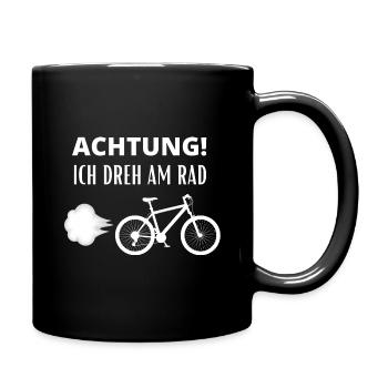 Lustiger Fahrrad Spruch - Ich dreh am Rad - Tasse einfarbig - Schwarz - Rechts