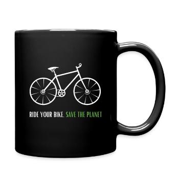 Bicycle Environment Protection - Save The Planet Gift - Full Colour Mug - black - Right