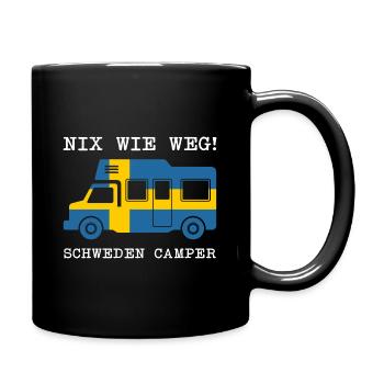 Schweden camper Flagge Spruch Urlaub Reise Lustig - Tasse einfarbig - Schwarz - Rechts