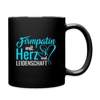 Firmpatin mit Herz und Leidenschaft Firmung - Tasse einfarbig - Schwarz - Rechts