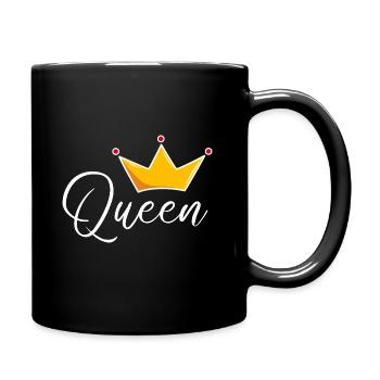 Reine avec couronne - Mug uni - noir - Droite
