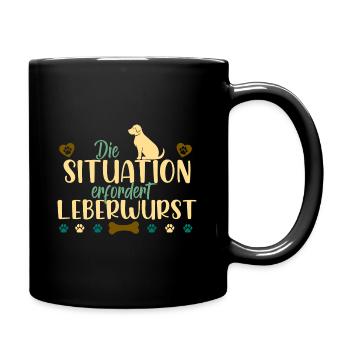 Hunde Training Hundeschule Leckerli - Tasse einfarbig - Schwarz - Rechts