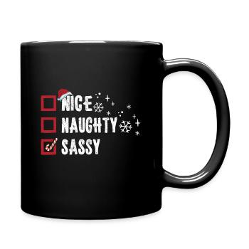 Christmas Funny Witty Humor Nice Naughty Sassy - Full Colour Mug - black - Right
