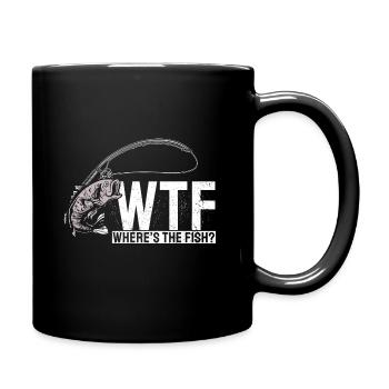 Angler Fishing Gift Idea WTF Where's The Fish - Full Colour Mug - black - Right