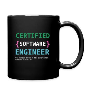 Funny Certified Software engineer - Full Colour Mug - black - Right