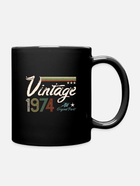 Baujahr 1974 - 46. Geburtstag Vintage - Tasse einfarbig - Schwarz