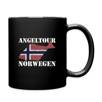 Angeltour Norwegen Heilbutt - Tasse einfarbig - Schwarz - Rechts