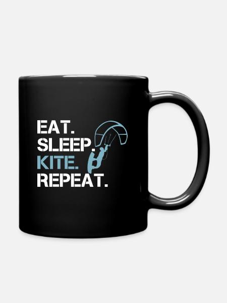 Kitesurfer Eat Sleep Kite Repeat - Tasse einfarbig - Schwarz