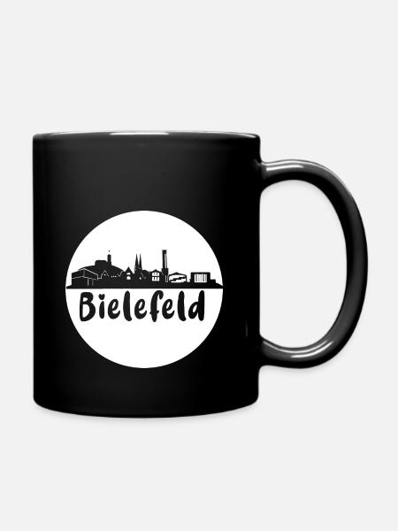 bielefeld,kreis,skyline,schwarz,scherenschnitt - Tasse einfarbig - Schwarz