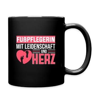 Fußpflegerin mit Leidenschaft und Herz - Tasse einfarbig - Schwarz - Rechts