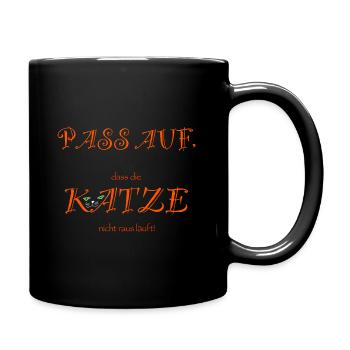 Pass auf, Katze! - Tasse einfarbig - Schwarz - Rechts