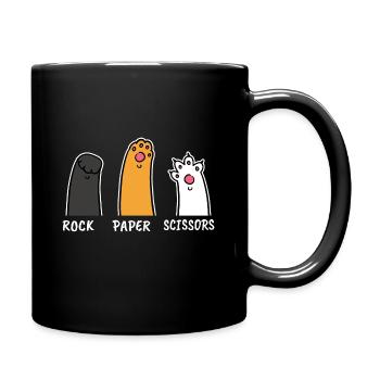 Rock Paper Scissors Cat Propriétaire Cat Funny - Mug uni - noir - Droite