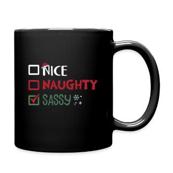 Christmas Funny Witty Humor Nice Naughty Sassy - Full Colour Mug - black - Right