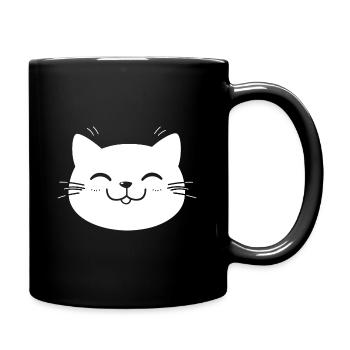 Funny Kawaii Cat Face - Full Colour Mug - black - Right