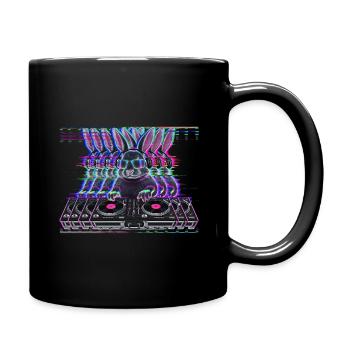 Cyberpunk Neon Beat DJ Hase - Tasse einfarbig - Schwarz - Rechts
