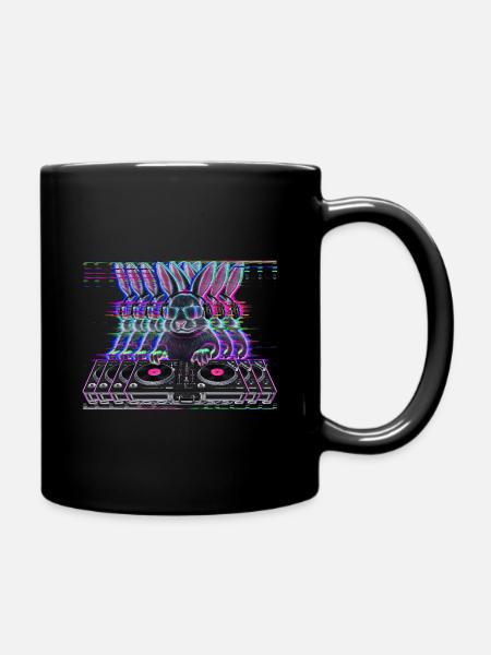 Cyberpunk Neon Beat DJ Hase - Tasse einfarbig - Schwarz