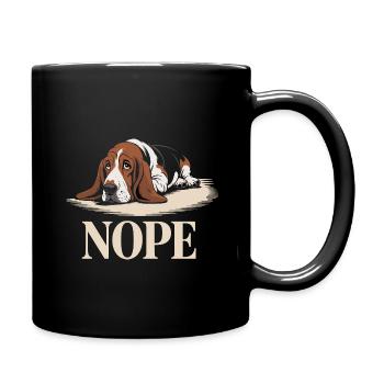 Basset Hound Nope - Full Colour Mug - black - Right