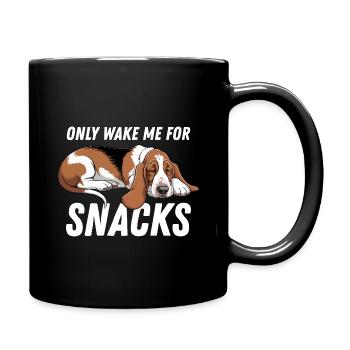 Lustiger Basset Hound Wake Me Only Für Snacks - Tasse einfarbig - Schwarz - Rechts