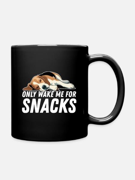 Only Wake Me For Snacks Lustiger Beagle Hund - Tasse einfarbig - Schwarz
