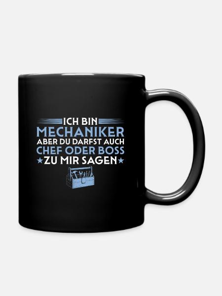 Mechaniker aber du darfst auch Chef sagen - Tasse einfarbig - Schwarz