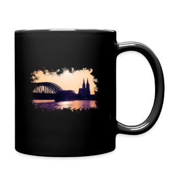 Cologne Sunset City Panorama with Cologne Cathedral - Full Colour Mug - black - Right