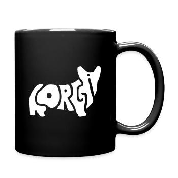 Corgie in white - Full Colour Mug - black - Right