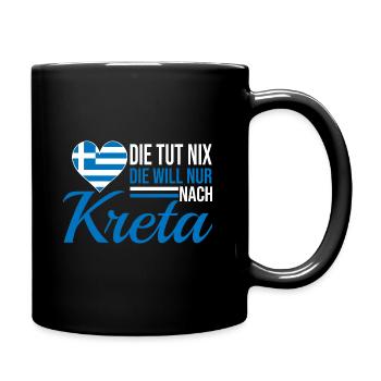 Kreta die tut nix Griechenland Urlaub - Tasse einfarbig - Schwarz - Rechts