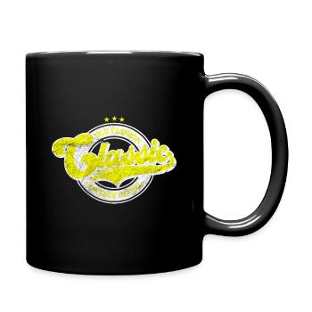 Classic old fashion denim vintage goods yellow - Full Colour Mug - black - Right
