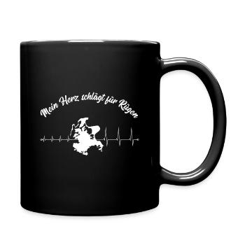 Mein Herz schlägt für Rügen - Geschenk Rügen Fan - Tasse einfarbig - Schwarz - Rechts