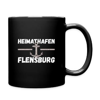 Heimathafen Flensburg - Tasse einfarbig - Schwarz - Rechts