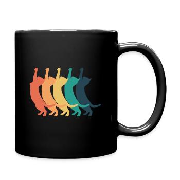 Katzen bunt - Tasse einfarbig - Schwarz - Rechts